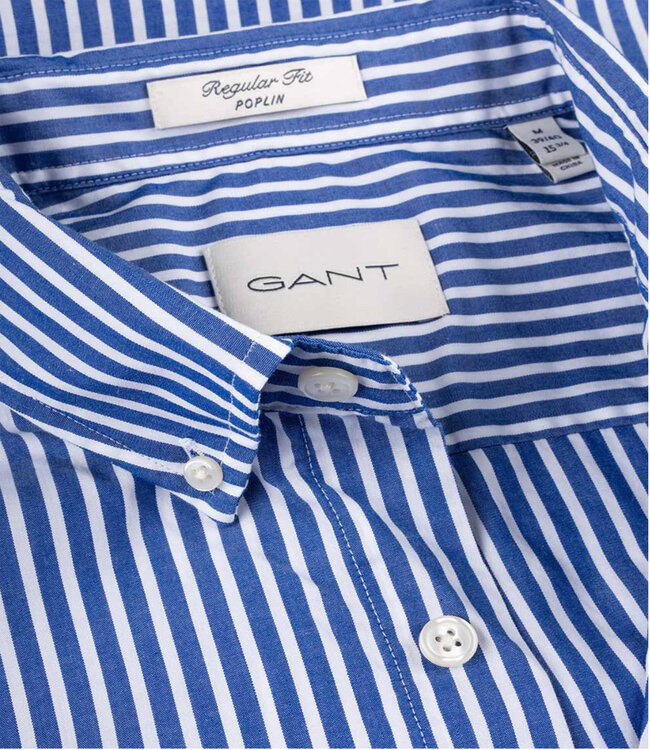 Gant 3000130-436 heren overhemd kobaltblauw-wit streepje