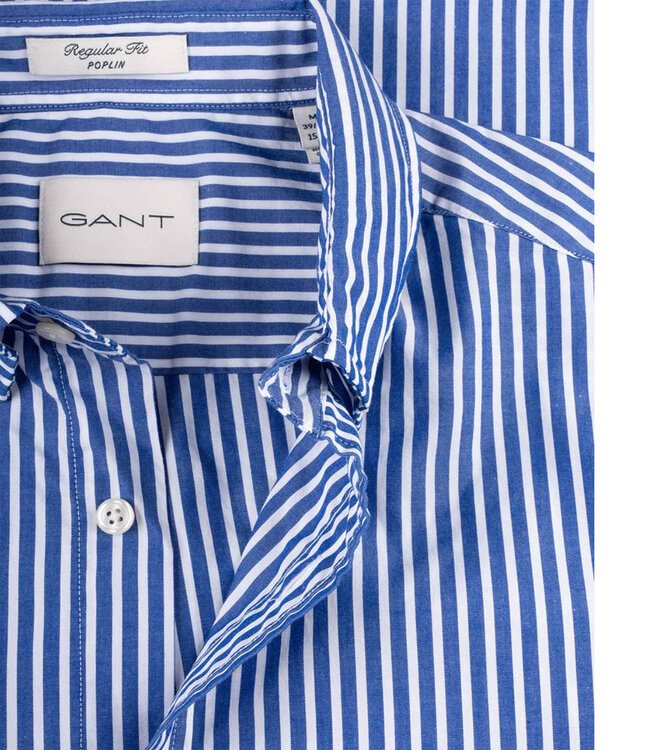 Gant 3000130-436 heren overhemd kobaltblauw-wit streepje