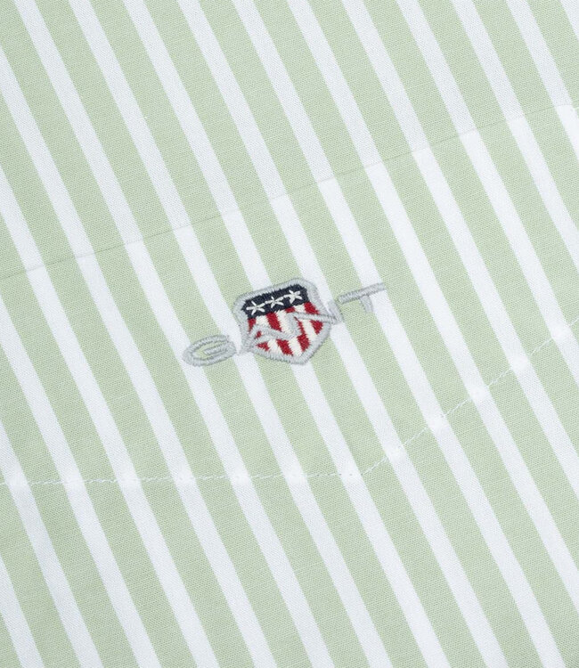 Gant 3000130-345 heren overhemd olijfgroen-wit streepje