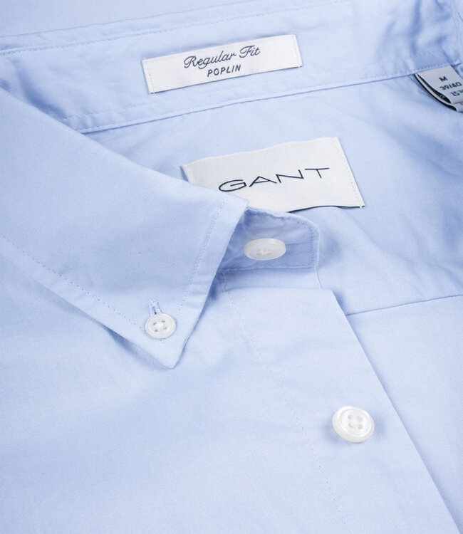 Gant 3000100-455 heren overhemd lichtblauw broadcloth poplin 1knoops button down