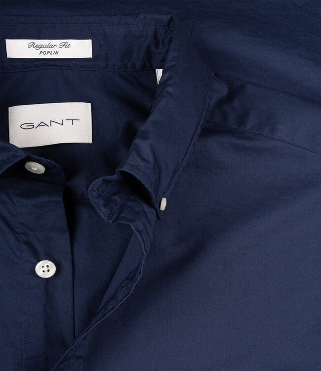 Gant 3000100-410 Gant heren overhemd donkerblauw poplin 1knoops button down