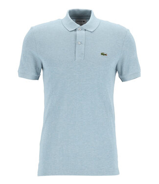 Lacoste slim fit lichtblauw melange polo groen krokodil