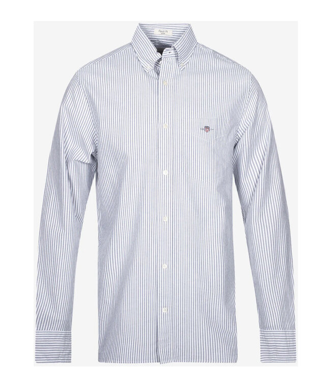 Gant 3000230-423 heren overhemd lange mouw donkerblauw-wit oxford streepje regular fit