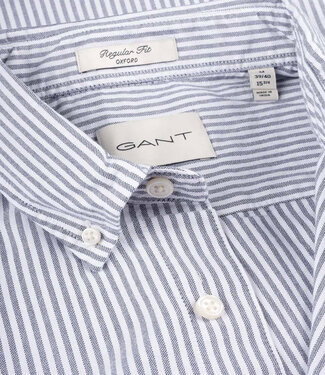 Gant donkerblauw-wit oxford streepje regular