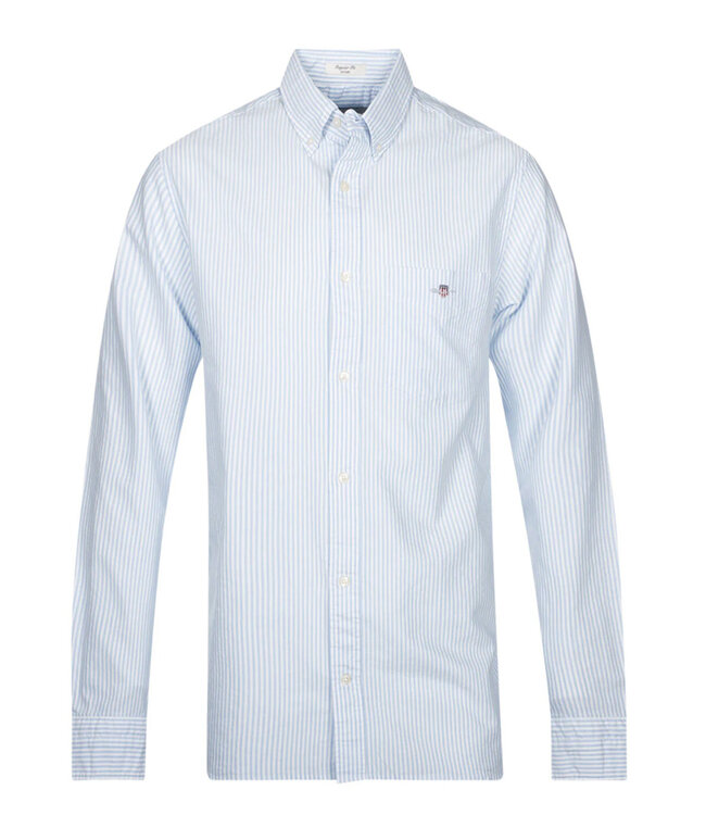 Gant 3000230-455 heren overhemd lange mouw lichtblauw-wit oxford streepje regular fit