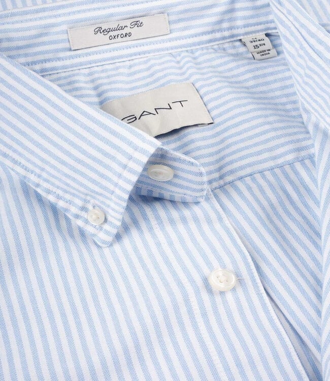 Gant lichtblauw-wit oxford streepje regular