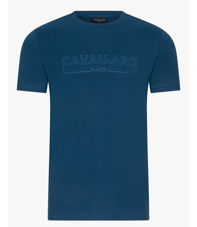 Cavallaro 117241004 Beciano Tee blauw t-shirt ronde hals katoen stretch