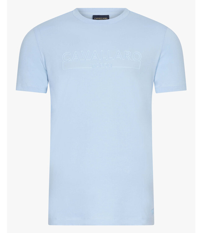 Cavallaro 117241004 Beciano Tee light blue lichtblauw t-shirt ronde hals katoen stretch