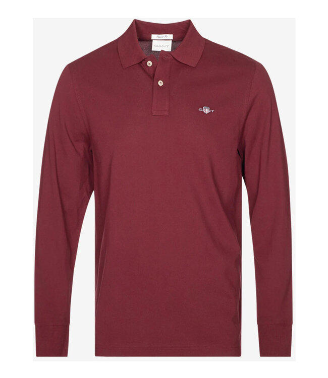 Gant 2230-604 heren polo lange mouw bordeaux rood katoen