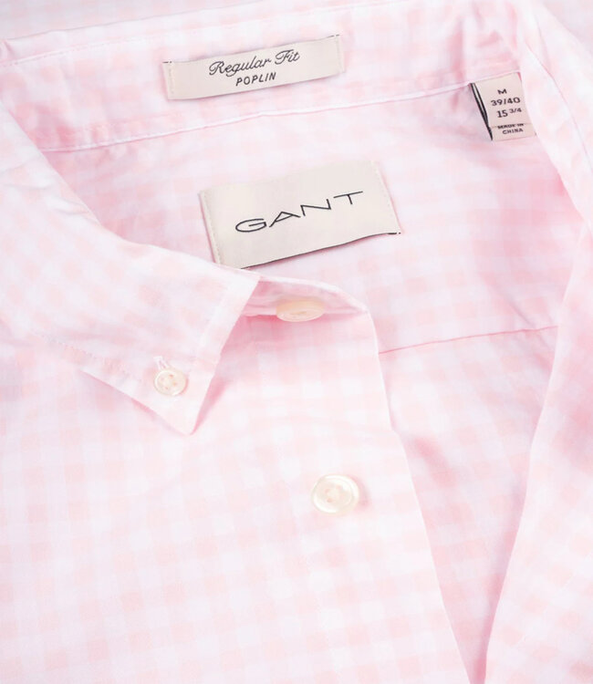 Gant 3000120-662 heren overhemd lichtroze-wit ruitje button down