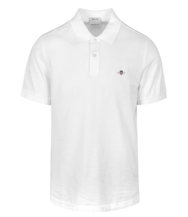 Gant 2210 110 wit heren polo korte mouw regular fit