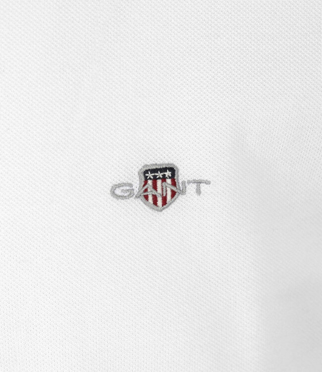 Gant 2210 110 wit heren polo korte mouw regular fit