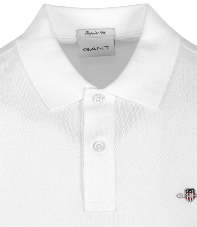 Gant 2210 110 wit heren polo korte mouw regular fit