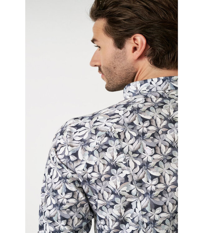 Desoto 71328-3-184 jersey overhemd grijs wit bloemenprint