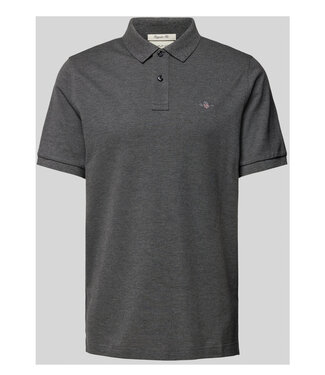 Gant antraciet grijs melange heren polo korte mouw regular fit