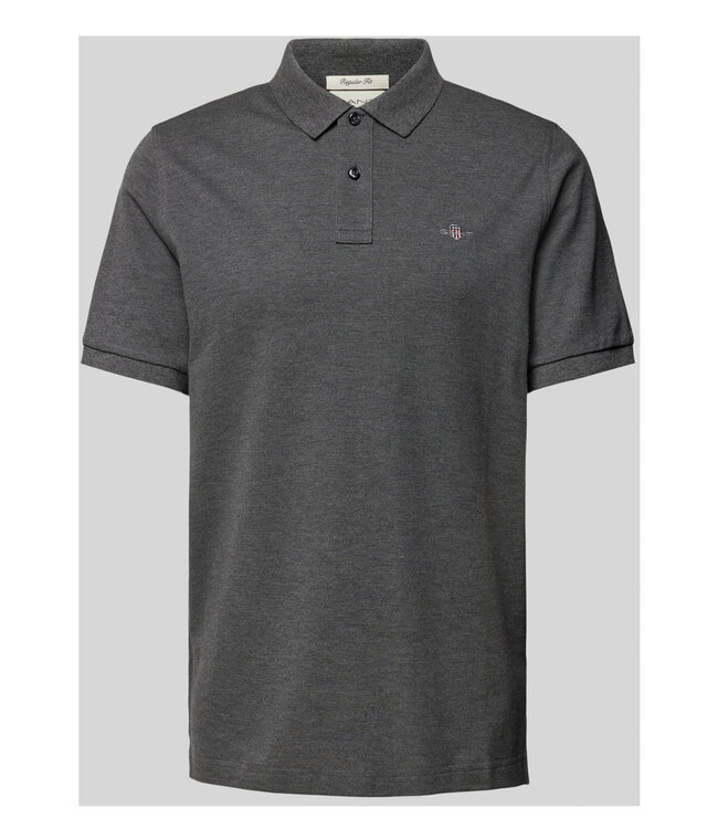 Gant antraciet grijs melange heren polo korte mouw regular fit