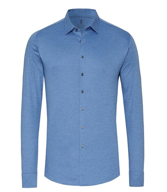 Jersey shirt raglan mouwinzet dove blue blauw pique jersey overhemd