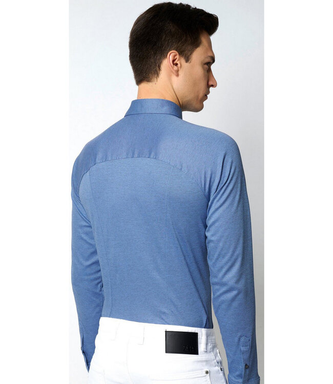 Jersey shirt raglan mouwinzet dove blue blauw pique jersey overhemd