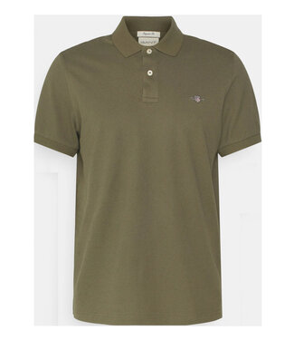 Gant donker olijfgroen heren polo korte mouw  regular fit