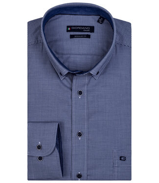 Giordano Regular Fit heren overhemd donkerblauw-wit pied-de poule werkje