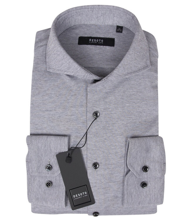 Desoto Luxury 30008-30 703 heren overhemd slim fit lichtgrijs supima jersey piquee katoen