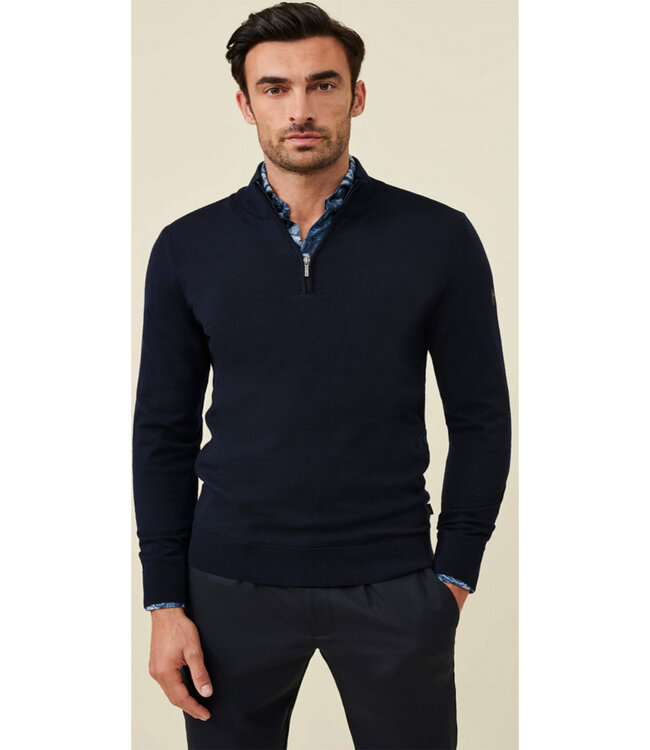 Cavallaro Limited Edition heren donkerblauw zipper trui  met ritsje
