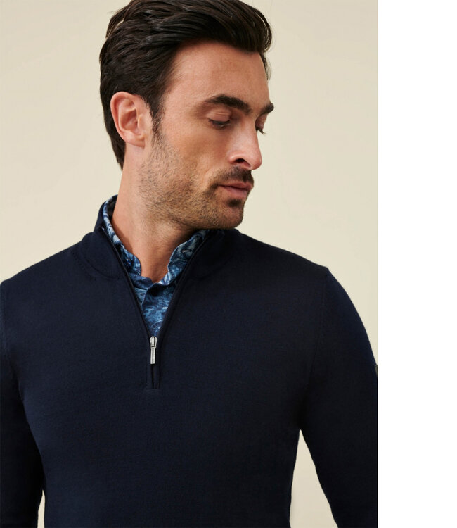 Cavallaro Limited Edition heren donkerblauw zipper trui  met ritsje