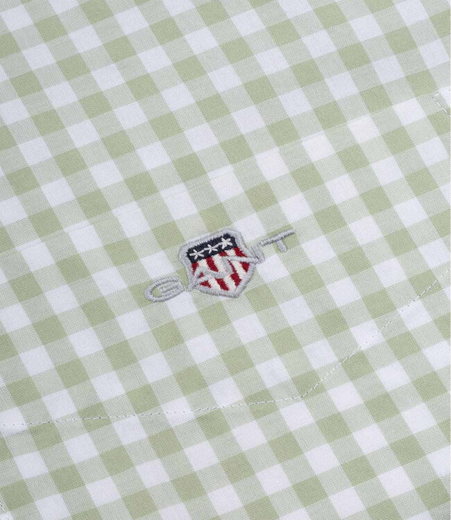 Gant 3000120-345 heren overhemd olijfgroen-wit ruitje