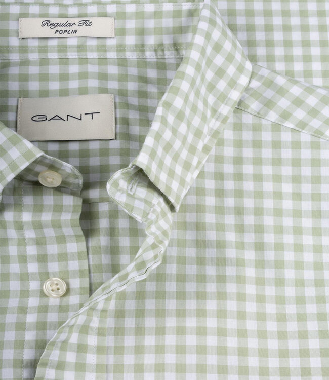 Gant 3000120-345 heren overhemd olijfgroen-wit ruitje