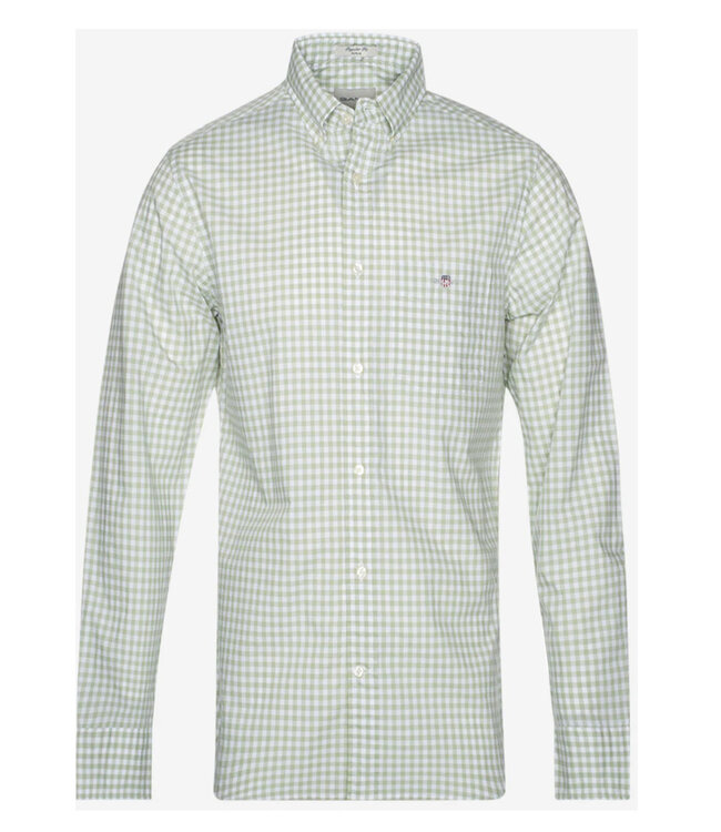 Gant 3000120-345 heren overhemd olijfgroen-wit ruitje