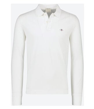 Gant gant heren polo wit white lange mouw