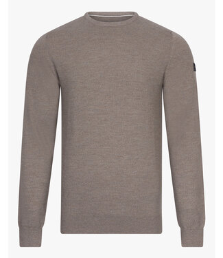 Cavallaro heren sand bruin ronde hals trui merino wol