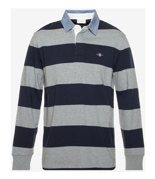 Gant 2004083 93 donkerblauw-lichtgrijs streep heren rugby shirt sweater