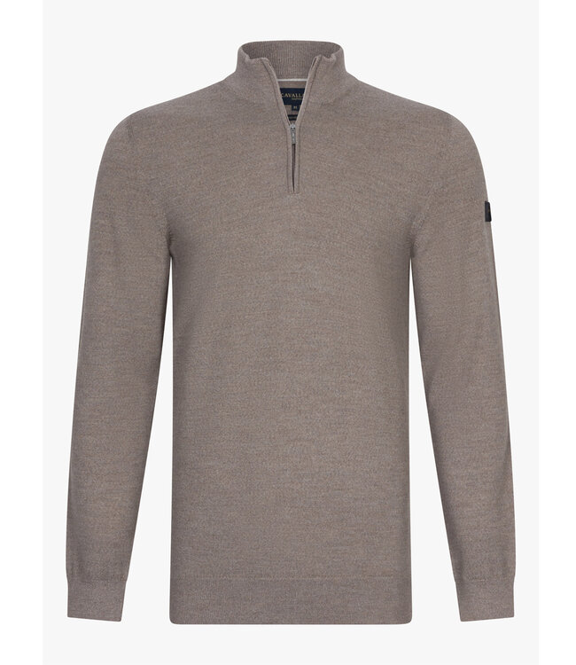 Cavallaro Limited Edition heren bruin zand zipper trui met ritsje