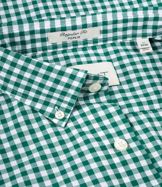 Gant heren overhemd groen-wit ruitje lange mouw