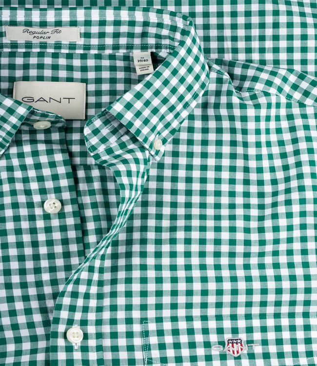 Gant 3000120-373 heren overhemd groen-wit ruitje