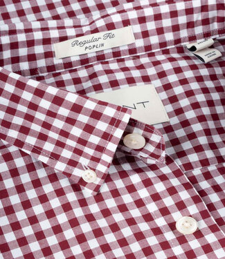 Gant heren overhemd bordeaux rood-wit ruitje