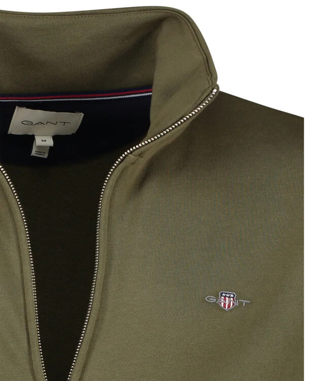 Gant 2008006 442 heren blauw sweat vest met rits en zakken