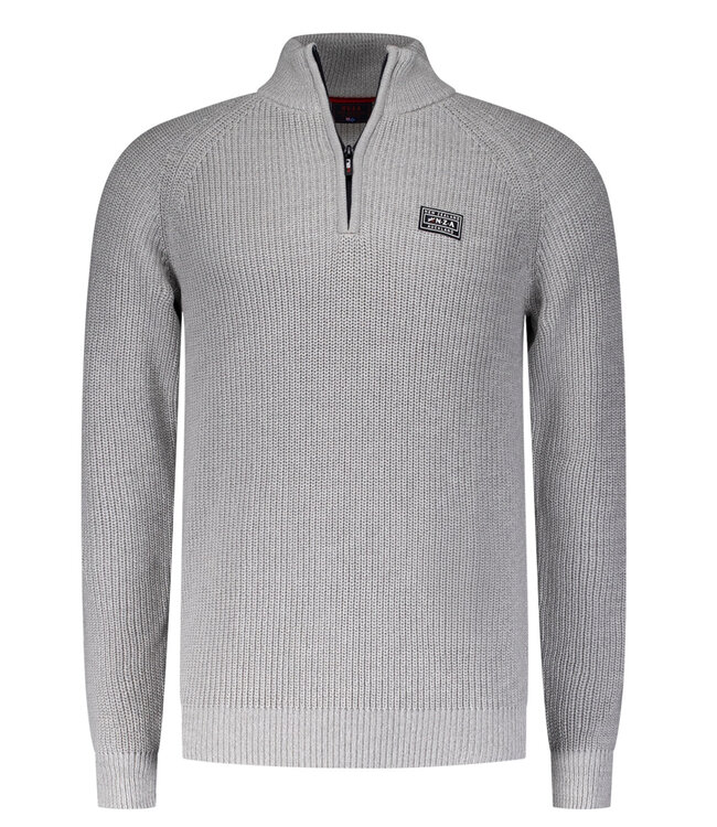 New Zealand Auckland 24HN472 1870 Drake Grey Melange heren zipper grijs melange met ritsje