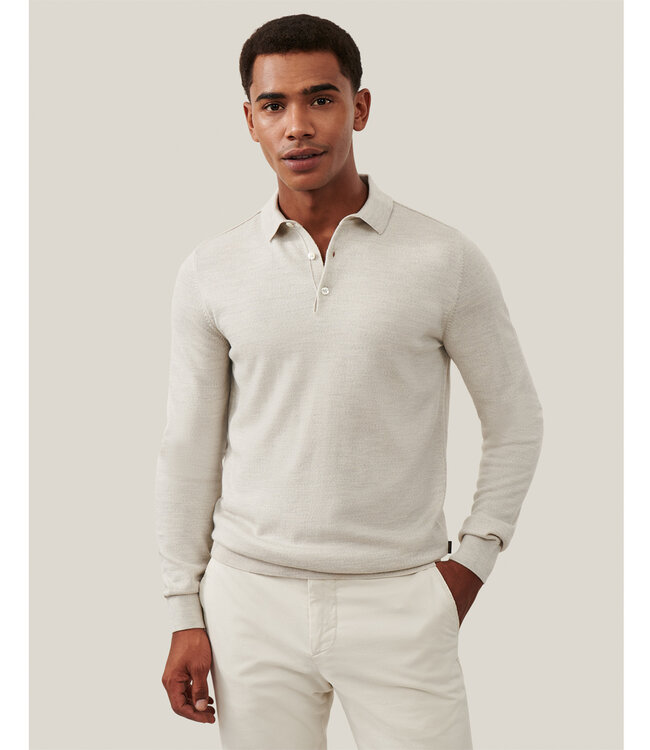 Cavallaro 116245020 limited edition heren kit lange mouw polo slim fit merino wol