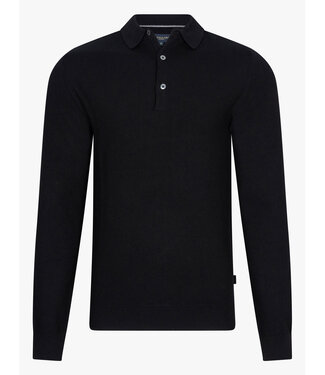 Cavallaro heren zwart lange mouw polo slim fit