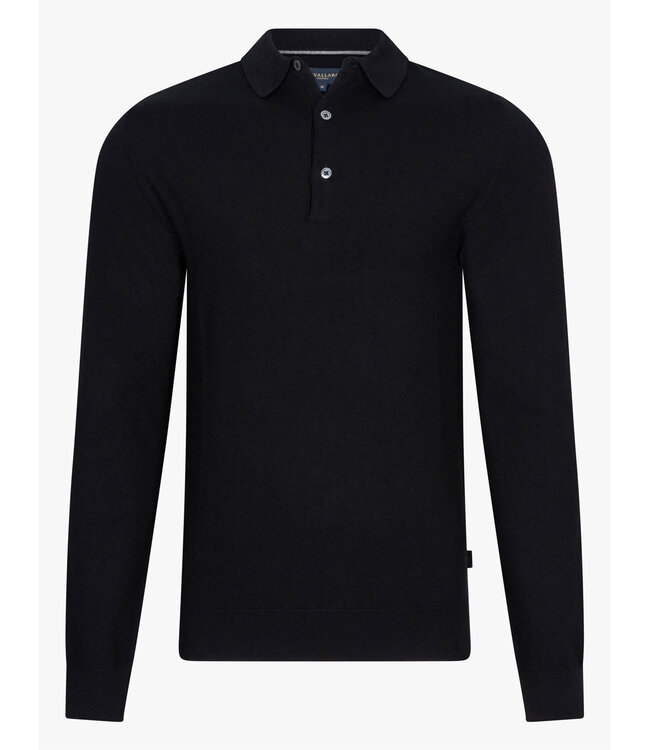 Cavallaro 116245020 limited edition heren zwart lange mouw polo slim fit merino wol