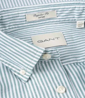 Gant groen-wit oxford streepje regular