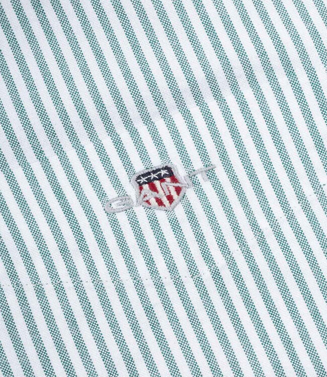 Gant 3000230-338 heren overhemd lange mouw groen-wit oxford streepje regular fit