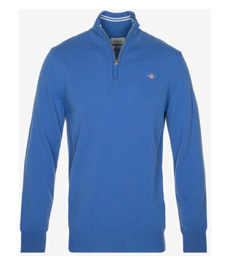 Gant heren blauw zipper trui ritsje superfine lamswol