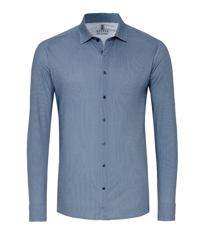 Desoto 77128 522 overhemd donkerblauw blauw wit grafische print