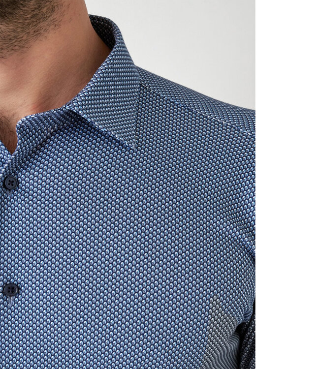 Desoto 77128 522 overhemd donkerblauw blauw wit grafische print