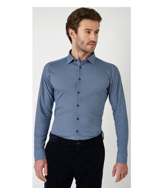 Desoto 77128 522 overhemd donkerblauw blauw wit grafische print