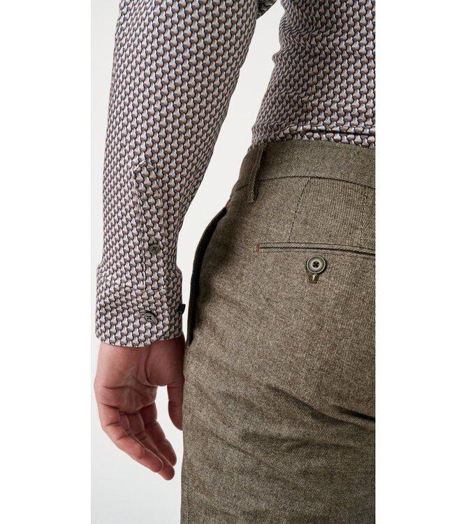 Desoto 77228 874  overhemd bruin taupe beige wit grafische print