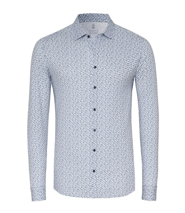 Desoto 78128 541 overhemd wit donkerblauw blauw grafische print